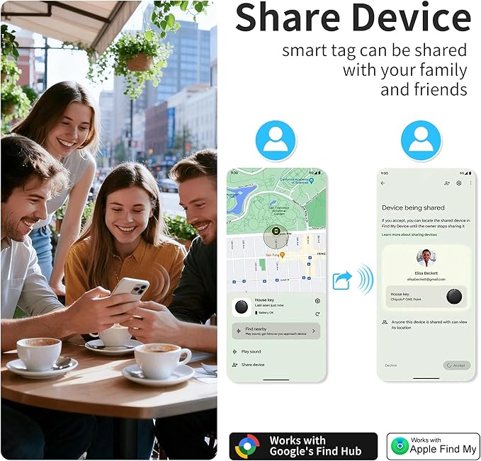 Air Tracker Tag for Android & iOS,Smart Tags-4 Pack,Dual System Bluetooth Luggage Tracker Works via Apple Find My or Google Find Hub,Item Finder for Backpack,Key,Travel & Commute (White/Black, 4 Pack)