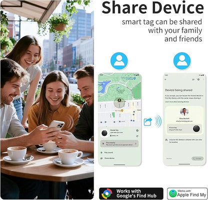 Air Tracker Tag for Android & iOS,Smart Tags-4 Pack,Dual System Bluetooth Luggage Tracker Works via Apple Find My or Google Find Hub,Item Finder for Backpack,Key,Travel & Commute (White/Black, 4 Pack)
