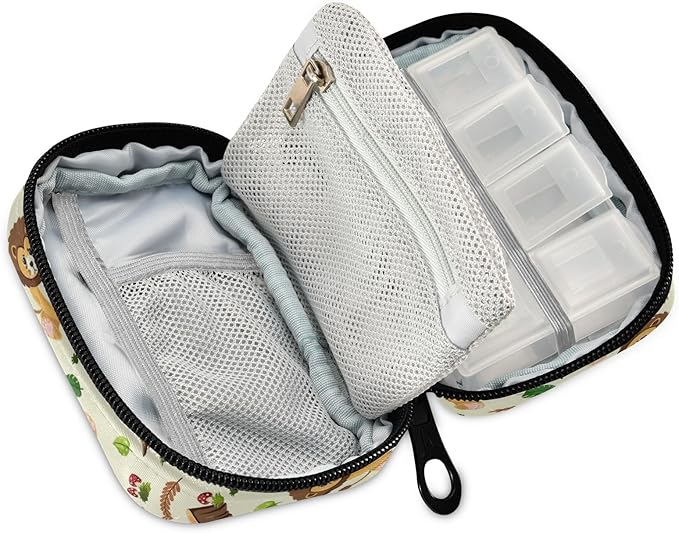 Pill Organizer Box Case Weekly Travel Pill Container Holder 7Day Cute Vitamin Organizer Dispenser Sorter Planner Storage Small Compact Cute Lion Head01