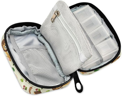 Pill Organizer Box Case Weekly Travel Pill Container Holder 7Day Cute Vitamin Organizer Dispenser Sorter Planner Storage Small Compact Cute Lion Head01