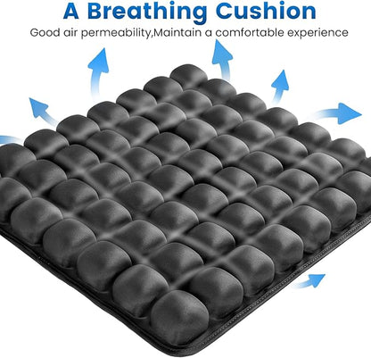 Travel Seat Cushion, Inflatable Airplane Seat Cushion for Travel, 56 Bubbles Portable Car Seat Cushions for Long Flights Office Chair, Wheelchair, Camping, Home Living (Black)