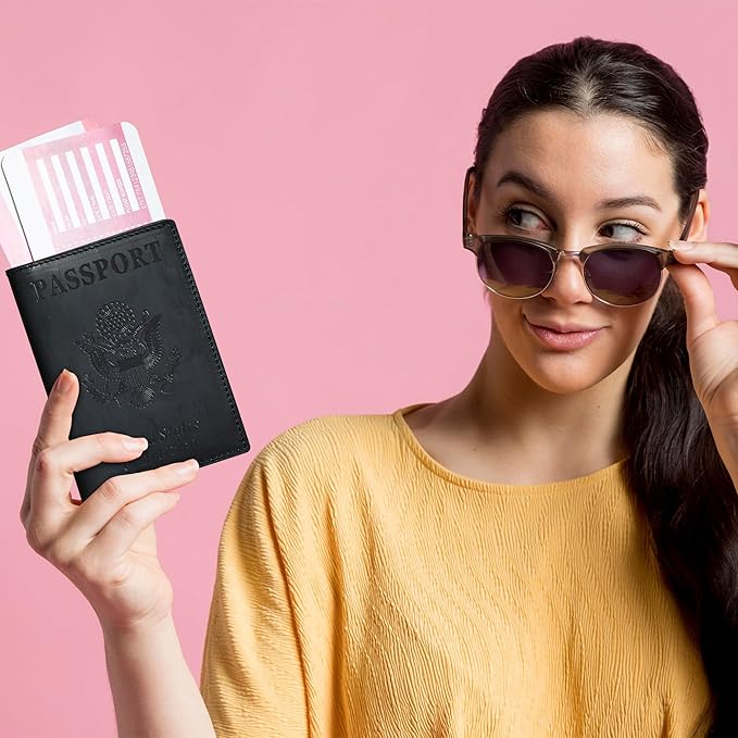 HIFA Leather Passport Holder, Handmade Passport Cover with Card and Ticket Slot - Genuine Leather, Elegant Design, Easy Access - Passport Case, Passport Wallet, Passport Holder