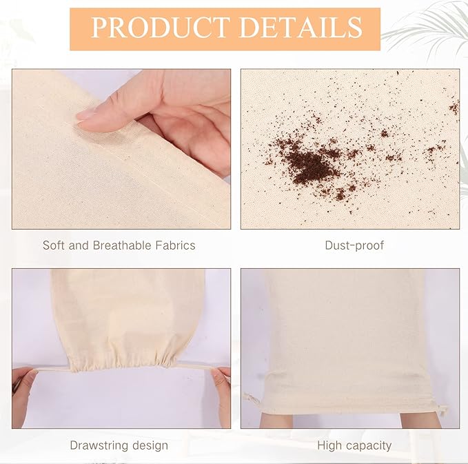 Hillban Shoes Bag for Travel Storage Dust Proof Cotton Drawstring Bag Breathable Pouch for Travel Home Pantry Accessories