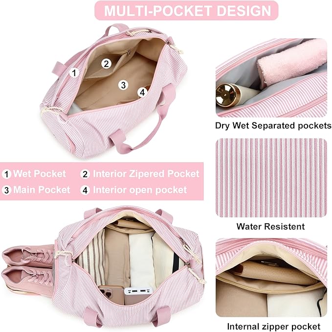 BLUBOON Duffle Bag Girls Kids Cute Gym Bag with Shoes Compartment & Wet Separation Waterproof Sports Overnight Travel Bag