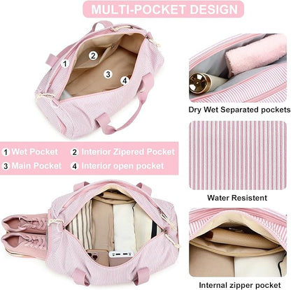 BLUBOON Duffle Bag Girls Kids Cute Gym Bag with Shoes Compartment & Wet Separation Waterproof Sports Overnight Travel Bag