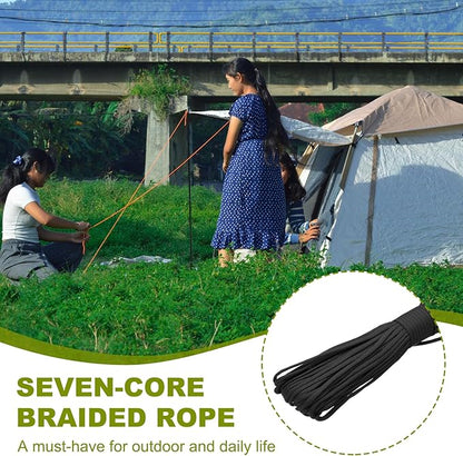 uxcell 4mm Nylon Rope, 10ft Portable Clothesline for Luggage and Backpack Tie Downs, Hanging Clothes, Swings, Camping and Mountaineering Tie Downs, Black