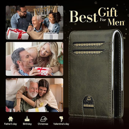 furid Card Wallet For Men Slim: Smart Rfid Minimalist Front Pocket Pop Up Wallet with ID Window - Stocking Stuffers Gifts Boxed for Husband Father at Birthday Anniversary