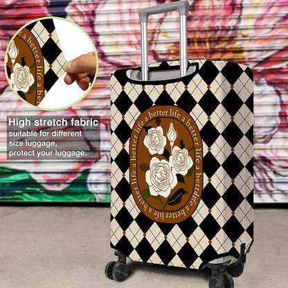 Travel Luggage Cover Suitcase Protector Fits 18-32 Inch Wheel Covers PatternedTravel Related Items Flower Luggage Protector Elastic M