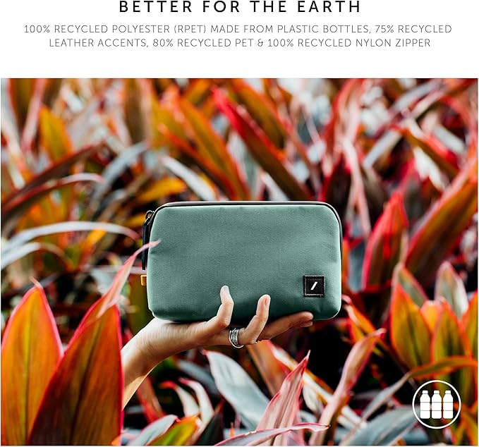 Native Union Stow Lite Organizer W.F.A Tech Organizer – Minimalist Travel Pouch Made of Recycled Materials for Everyday Accessory Storage & Protection – Stores Cables, Chargers & More (Slate Green)