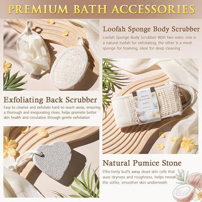 Christmas Birthday Gifts for Women, Vanilla Coconut Relaxing Spa Gift Baskets for Women Self Care Package Bath Gift Set, Home Bath and Body Kit Pampering Gifts for Womens Mom Her Friends Sister Wife