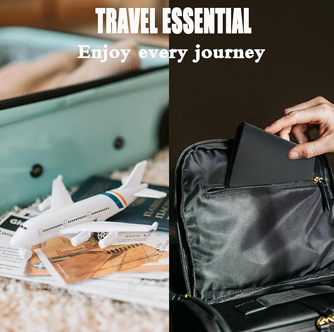 Leather Passport Holder for Travel - Passport Wallets with AirTag Slot, 5 Card Slots & Secure Button Closure, Durable Passport Cover for Men & Women - Crazy Horse Leather(5.9'' x 4.13'')