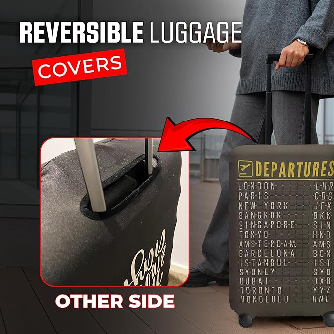 Reversible Luggage Covers & Protectors - Versatile & Washable Luggage & Suitcase Covers | Anti-Scratch Suitcase Cover for Travel (Charcoal Brown Departure, X-Large (72-78 x 49-54 x 29-33cm)