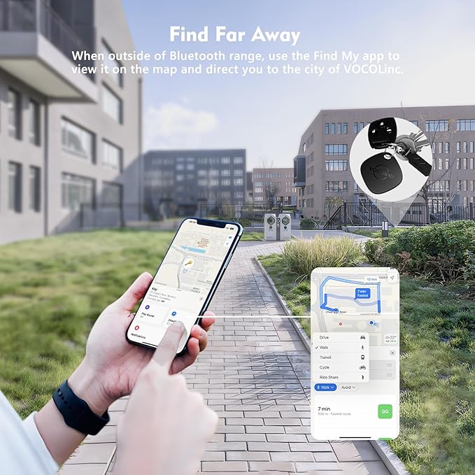 [Apple MFi Certified] VOCOlinc Air Tracker Tags 4 Pack Black, Smart Key Finder Work with Apple Find My APP (iOS Only,Not for Android), Item Locator for Luggage Suitcases/Bag/Wallet,Replaceable Battery