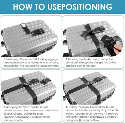 Travel Inspira Luggage Straps for Suitcases with TSA Lock, Protect Your Luggage Anti-Burst, High Visibility Color, Easy to Identify Luggage Adjustable Heavy Duty Belt for 20-32 Inch Suitcases