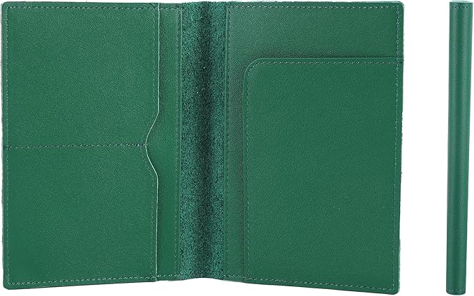 STAR VISTA Albatross Leather Travel Passport Holder, Minimalist Design, Calfskin Leather Case for Women and Men - Slim Passport Wallet, Bifold, RFID Blocking, Green