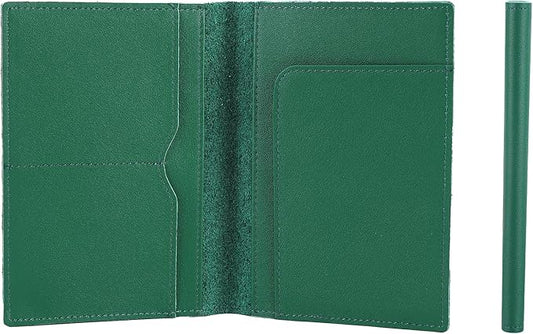 STAR VISTA Albatross Leather Travel Passport Holder, Minimalist Design, Calfskin Leather Case for Women and Men - Slim Passport Wallet, Bifold, RFID Blocking, Green