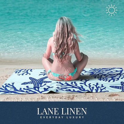 LANE LINEN Beach Towels 6 Pack, Oversized Pre-Washed Large Stylish Pool Towels for Adults, Quick Dry Lightweight Travel Towel, 39"x71" - Coral Beach