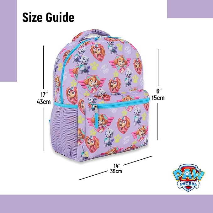 Paw Patrol Backpack for Kids - Chase, Skye, Marshall, Rubble, Rocky, Zuma, Everest, Liberty, and Ryder School Book Bag - Backpack for Boys Girls Toddlers and Adults - for Laptop and Lunch Box (Pink)