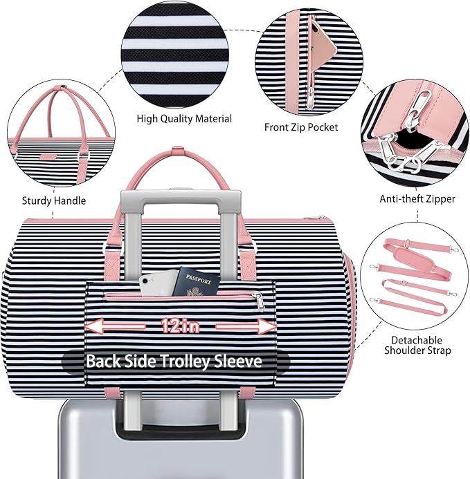 Convertible 2-in-1 Garment Bags for Travel, Carry On Garment Duffle Bag With Shoe Compartment Large Weekender Bag for Women Men Hanging Suitcase Suit Travel Duffel Overnight Bags 4pcs Set