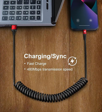Coiled Lightning Cable, iPhone Charger Cable 3FT/6FT for CarPlay, 2 Pack [Apple MFi Certified] Lightning Cord Compatible with iPhone14/13/12/11 Pro Max/XS MAX/XR/XS/X/8/7/Plus/6S iPad/iPod-Red