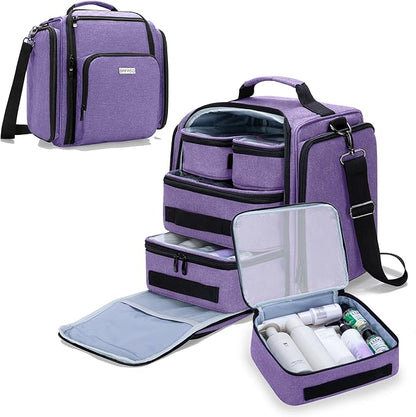 BAFASO Large Travel Toiletry Bag with 4 Removable Pouches, Multifunctional Makeup Bag Hair Bag for Toiletry and Makeup Supplies, Purple