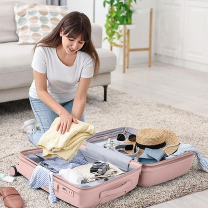 Nazhura Luggage Set, 3-Piece Hardside Suitcase Set, 20-inch Carry On, 24-inch, 28-inch Luggage