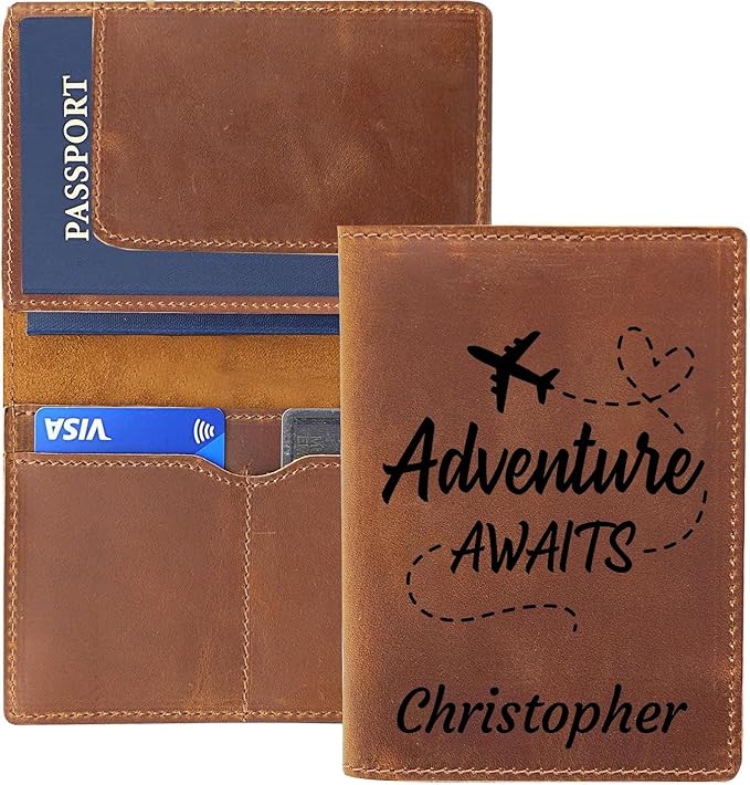 Personalized Leather Passport Holder, Custom Travel Wallet, Genuine Leather Passport Cover- Custom Engraved Passport Wallet, Wallet for Passports