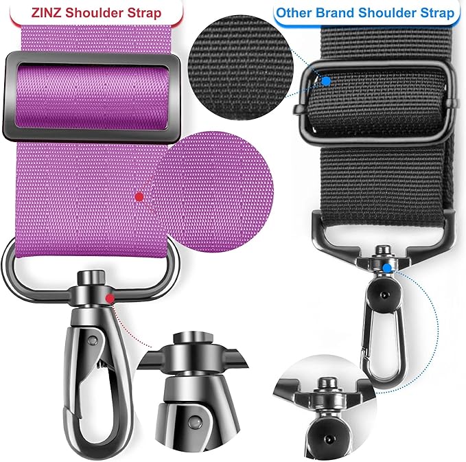 ZINZ 74" Shoulder Strap with Fixed Pad and Dual Balanced Buckles，Purple