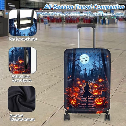 Luggage Cover Protector for 30-32 Inch Suitcases, TSA Approved Elastic Travel Suitcase Covers, Anti-Scratch Washable Luggage Sleeve for Carry On & Checked Bags, Dark Forest