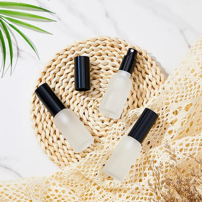 Roshtia 30 Pcs 1 oz/ 30 ml Black Glass Spray Bottle Refillable Perfume Atomizer Clear Decorative Empty Bottles with Fine Mist Sprayer Pump for Face Body Travel