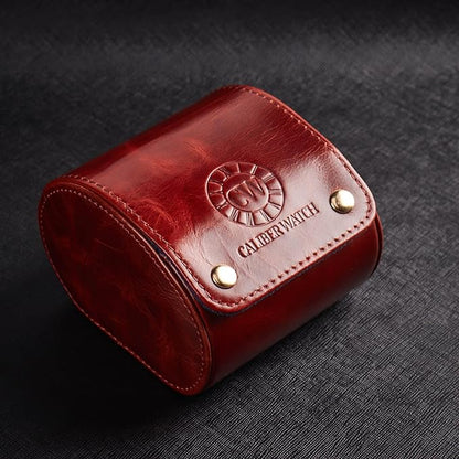 Genuine Napa Leather Watch Roll Travel Case - Travel Watch Rolls and Leather Watch Display Cases with Velvet Interior - Watch Storage Organizer Men's By CALIBERWATCH (Brown - Single)
