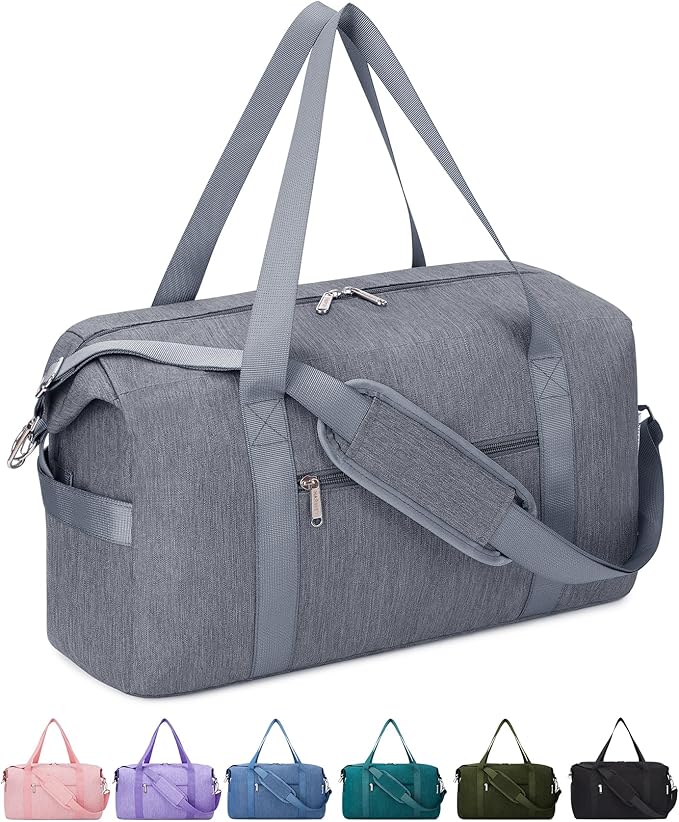 Narwey For Spirit Airlines Personal Item Bag 18x14x8 Travel Duffel Bag Carry on Bag Underseat for Airplane with Wet Pocket Small Gym Bag Weekender Overnight for Women and Men (Grey)