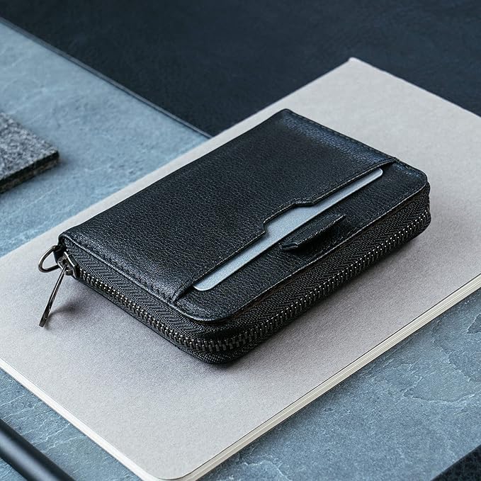 Vaultskin Mayfair Premier Leather Zip Wallet - Ultimate RFID Safety, Streamlined for Style & Functionality for Men and Women