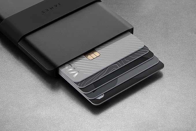 JAMES° The Lowe Minimalist CNC-Machined Aluminum Men's Wallet, Naturally RFID-Blocking, Simple, Clean, Slim - Black + Black