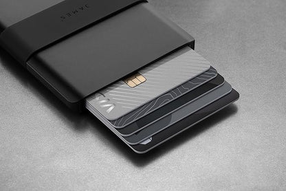 JAMES° The Lowe Minimalist CNC-Machined Aluminum Men's Wallet, Naturally RFID-Blocking, Simple, Clean, Slim - Black + Black