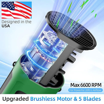 Picozon Portable Smart AI Fan, 9000 RPM Strong Airflow, Rechargeable 4 Speeds Hands-free Wearable Waist Clip Necklace Fan with 20H Non-Stop Cooling System for Outdoor, Hiking Jobsite Camping - Green