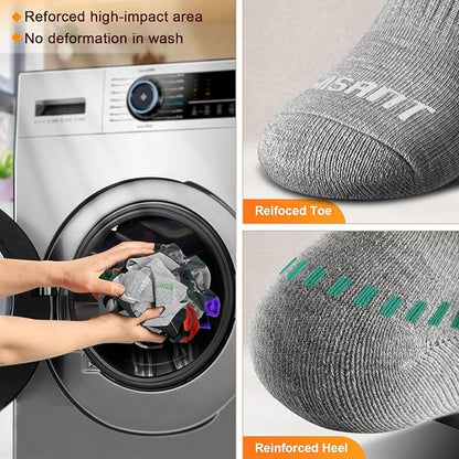 BULLIANT Compression Socks for Men 6Pairs, Athletic Crew Socks Cushioned For Men Sports Running-Arch Support