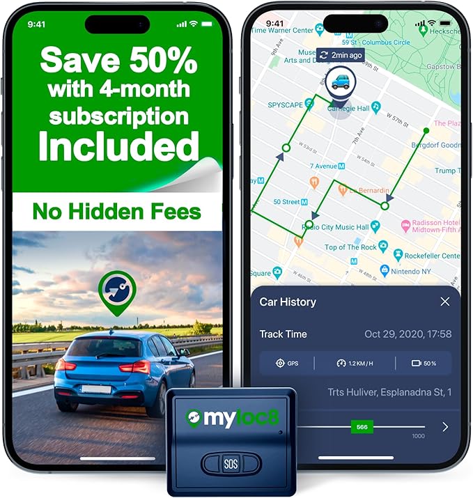 GPS Tracker for Vehicles with Magnet– 4G LTE Real-Time Location Device with App, Long Life Battery – Anti-Theft GPS Tracker for Car, Motorcycle, Scooter, Bike - (4-Mo Subscription Included)