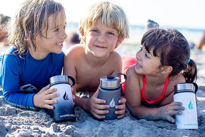 HYDRO CELL Stainless Steel Insulated Water Bottle with Straw - For Cold & Hot Drinks - Metal Vacuum Flask with Screw Cap and Modern Leakproof Sport Thermos for Adults (Black/White 14oz)