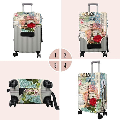 Travel Luggage Cover Suitcase Protector Fits 18-32 Inch Wheel Covers PatternedTravel Related Items Flower Luggage Protector Elastic S