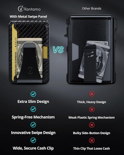 Vantamo Premium Wallet for Men with Money Clip & Card Holder, Compact & Slim Wallet with RFID, 8-12 Cards, Perfect Gifts for Men