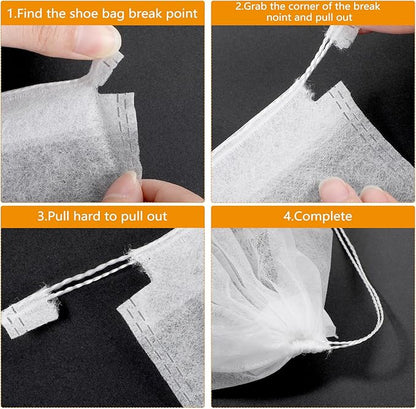 200 Pcs Non Woven Dust Bags, Dust Proof Shoe Bag For Storing Shoes, Boots, Drawstring Storage Bag For Purses, Handbags, Breathable Dust Bag With Rope, Portable Storage Organizer, White