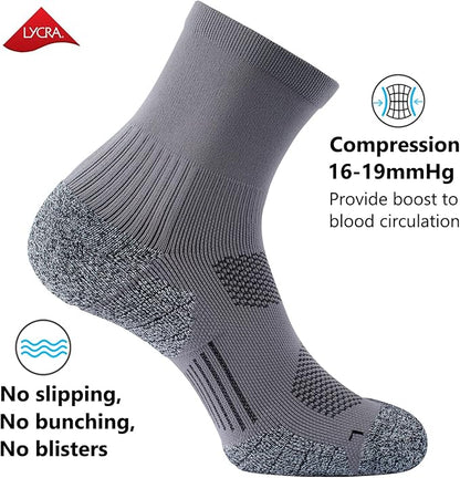CWVLC Compression Athletic Quarter Socks Cushioned for Men Women