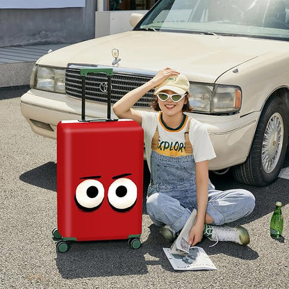 ANNA QUEEN Cut Emoticons Red Luggage Cover Washable Suitcase Protector Suitcase Cover Anti-Scratch,Stretchable Fit for 18-32Inch Luggage,Travel Bag Cover M(fits 22-25Inch suitcase)