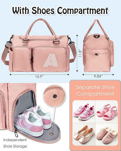 Girls Gift Bag Teens, Initial Travel Duffel Bag, Personalized Weekender Bag, Monogram Overnight Bag Gift for women,Tween Girls Gifts Daughter Gifts Niece Gifts