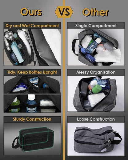 TACTICISM Toiletry Bag for Men - Dry Wet Separate Travel Toiletry Bag, Tactical Molle Dopp Kit for Men with Water-Resistant Shaving Bag for Adult Women for Travel, Black