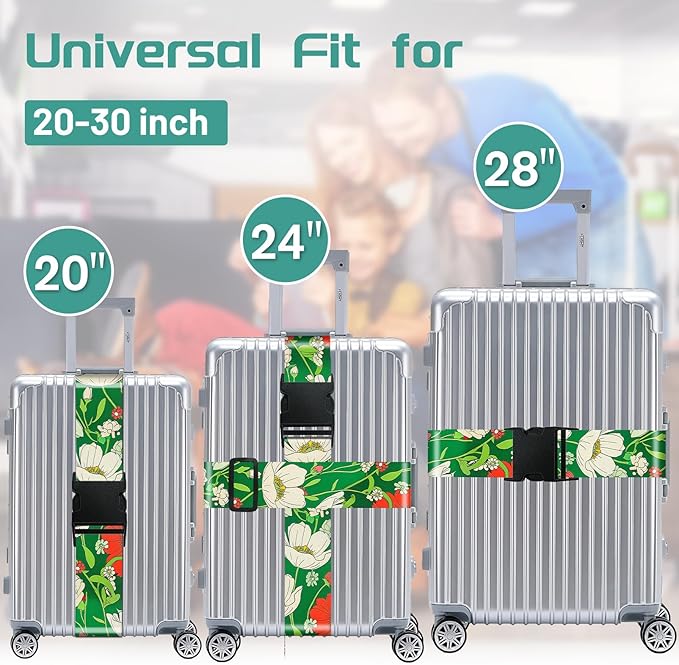 Slohif Luggage Straps for Suitcases Travel Belt Accessories Luggage Connector Identifiers Over Handle with Buckle Unique Nylon Adjustable Strap for Sleeping Bag Car Seat Green(2 Pack)