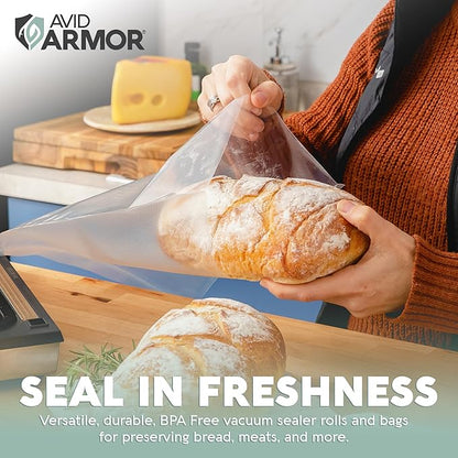 Avid Armor Vacuum Sealer Bags & Rolls – Heavy Duty, BPA-Free, Pre-Cut & Custom-Sized for Food Storage, Meal Prep & Sous Vide – 20 Pint, 30 Quart, 2 Rolls (11"x20ft), 1 Roll (8"x20ft)