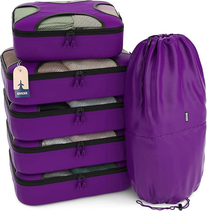 Shacke 6 Set Packing Cubes for Travel - Compression Packing Bags/Travel Organizer - Luggage Organizer Bags for Traveling - Travel Essentials for Women - Cruise Must Haves Packing List