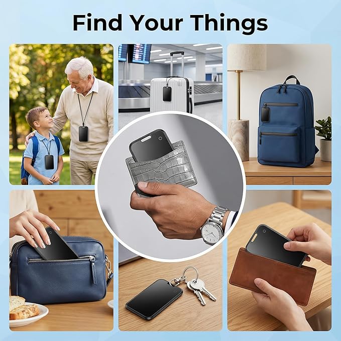 2 Pack Wallet Tracker [Apple MFi Certified] Work with Find My(iOS Only)Rechargeable Ultra Thin Tracking Card Waterproof Smart Air Bluetooth Card Tag Key Finder Item Locator for Passports Purse Luggage